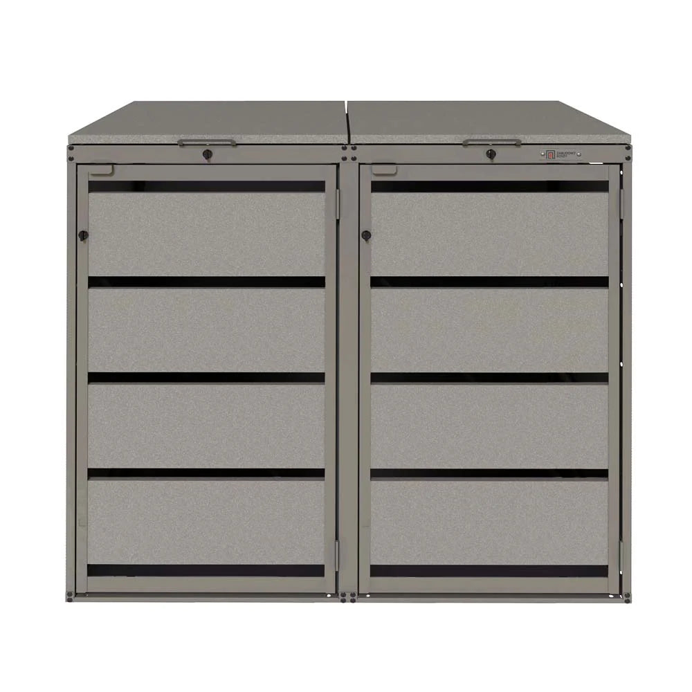 Mülltonnenbox 2er 120L in verschiedenen Farben | Mülltonnenbox aus Metall