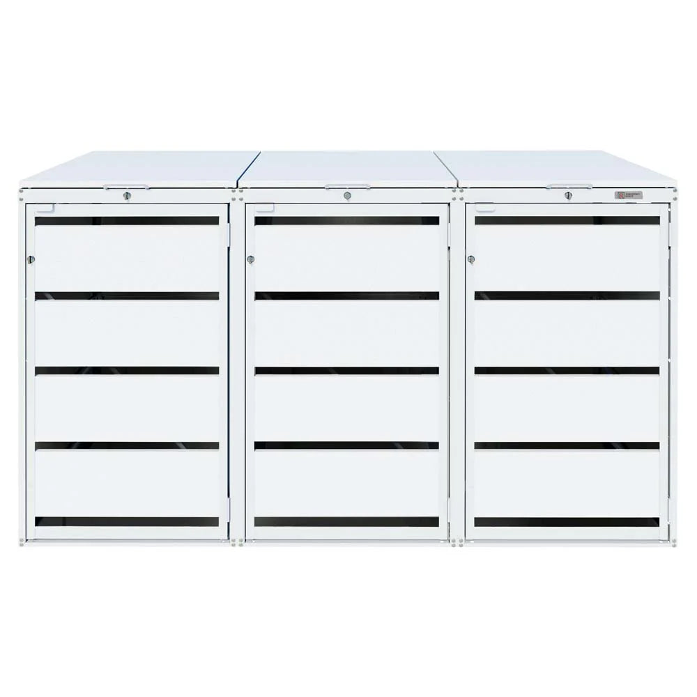 Mülltonnenbox 3er 120L in verschiedenen Farben | Mülltonnenbox aus Metall