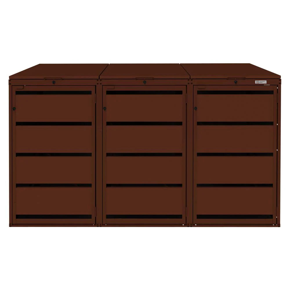 Mülltonnenbox 3er 120L in verschiedenen Farben | Mülltonnenbox aus Metall