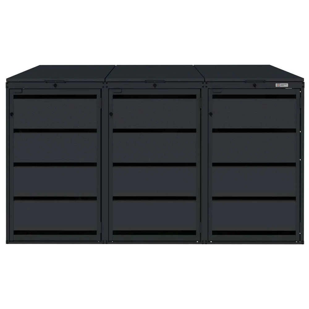 Mülltonnenbox 3er 120L in verschiedenen Farben | Mülltonnenbox aus Metall