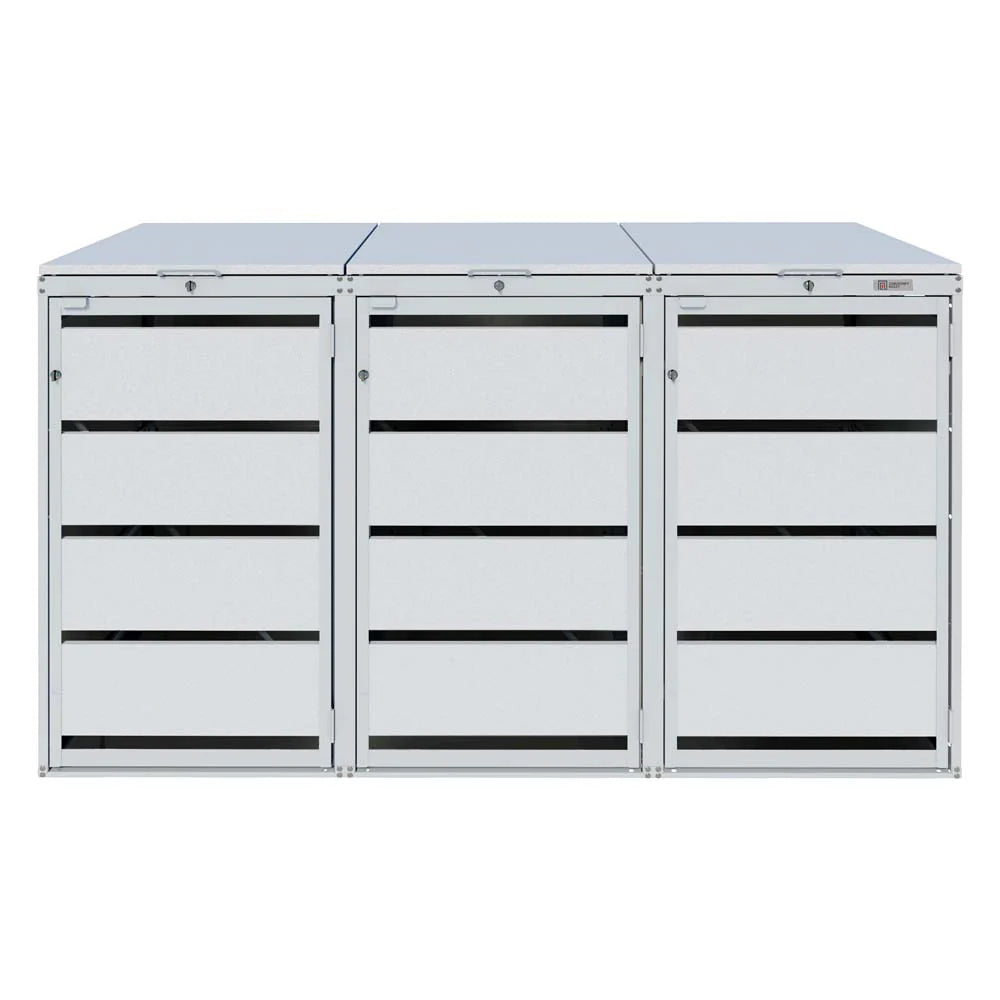 Mülltonnenbox 3er 120L in verschiedenen Farben | Mülltonnenbox aus Metall