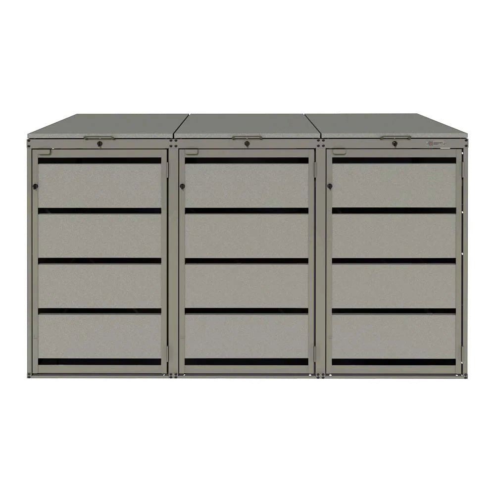 Mülltonnenbox 3er 120L in verschiedenen Farben | Mülltonnenbox aus Metall