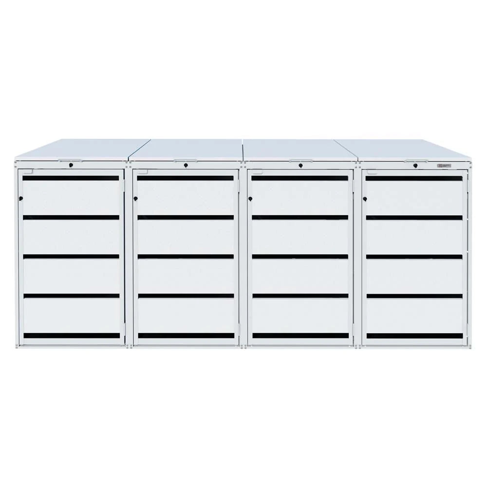 Mülltonnenbox 4er 120L in verschiedenen Farben | Mülltonnenbox aus Metall