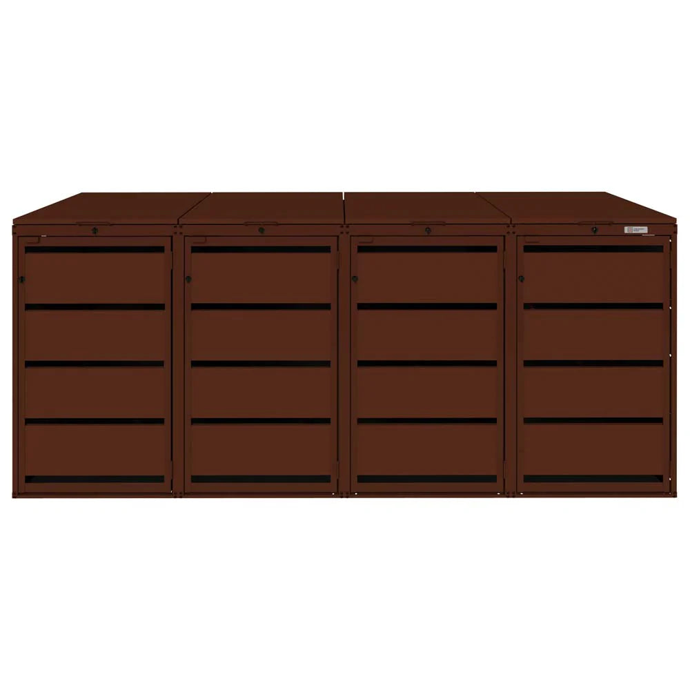 Mülltonnenbox 4er 120L in verschiedenen Farben | Mülltonnenbox aus Metall