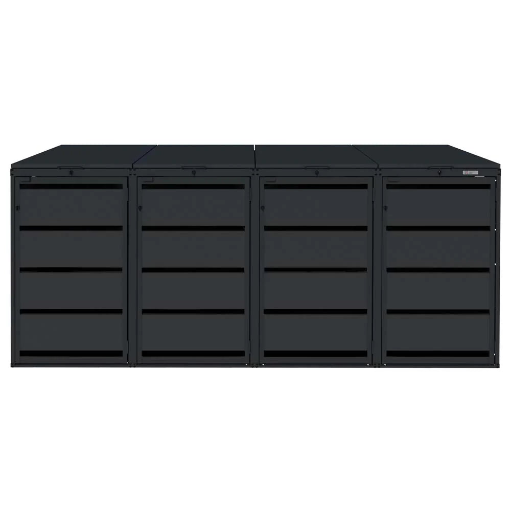 Mülltonnenbox 4er 120L in verschiedenen Farben | Mülltonnenbox aus Metall