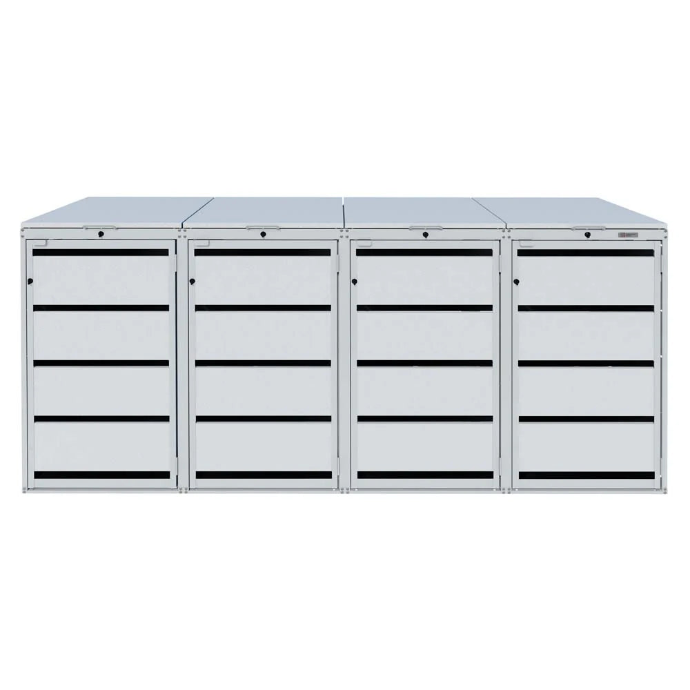 Mülltonnenbox 4er 120L in verschiedenen Farben | Mülltonnenbox aus Metall