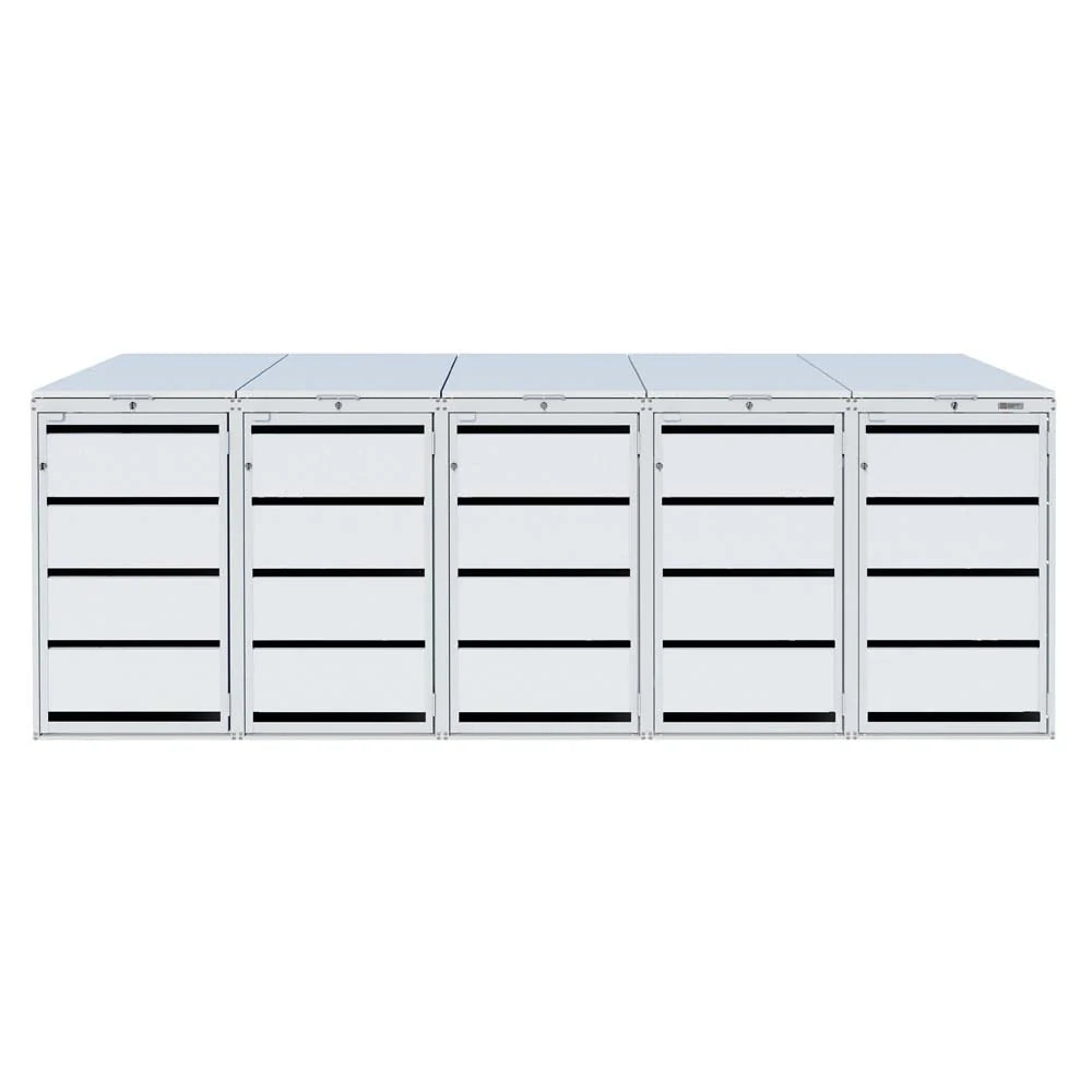 Mülltonnenbox 5er 120L in verschiedenen Farben | Mülltonnenbox aus Metall