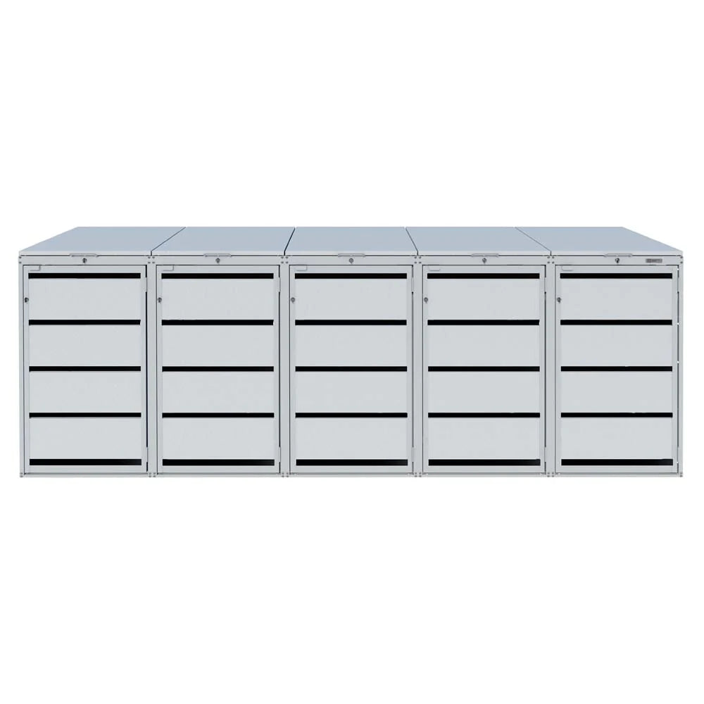 Mülltonnenbox 5er 120L in verschiedenen Farben | Mülltonnenbox aus Metall