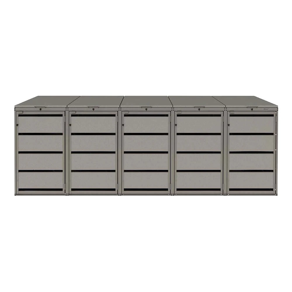 Mülltonnenbox 5er 120L in verschiedenen Farben | Mülltonnenbox aus Metall