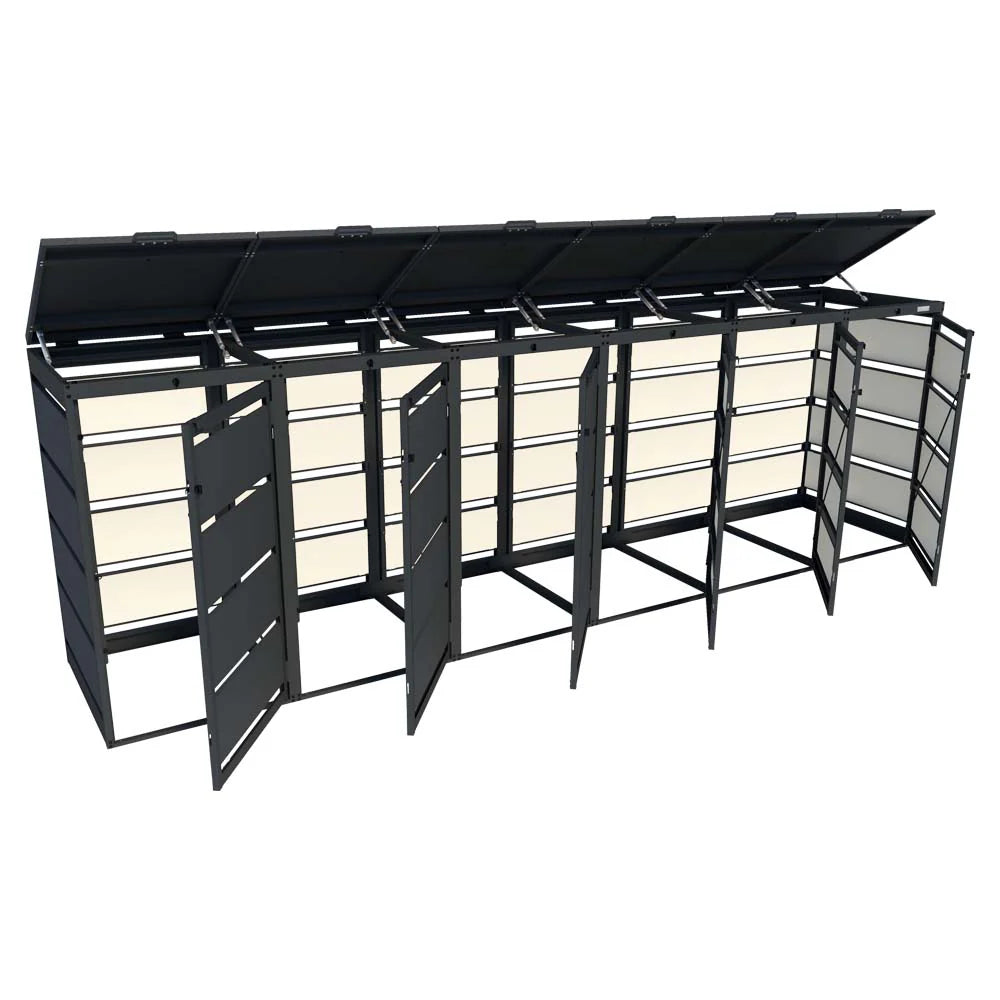 Mülltonnenbox 6er 120L in verschiedenen Farben | Mülltonnenbox aus Metall