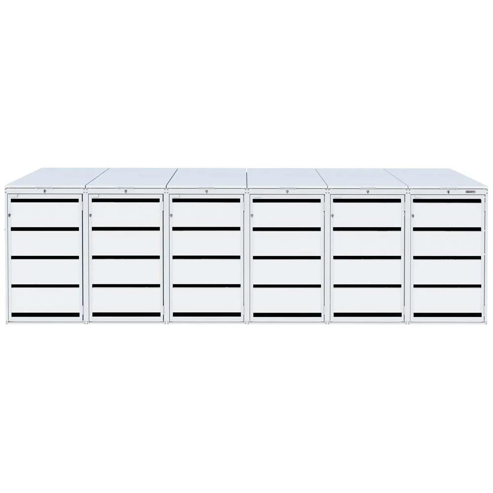 Mülltonnenbox 6er 120L in verschiedenen Farben | Mülltonnenbox aus Metall