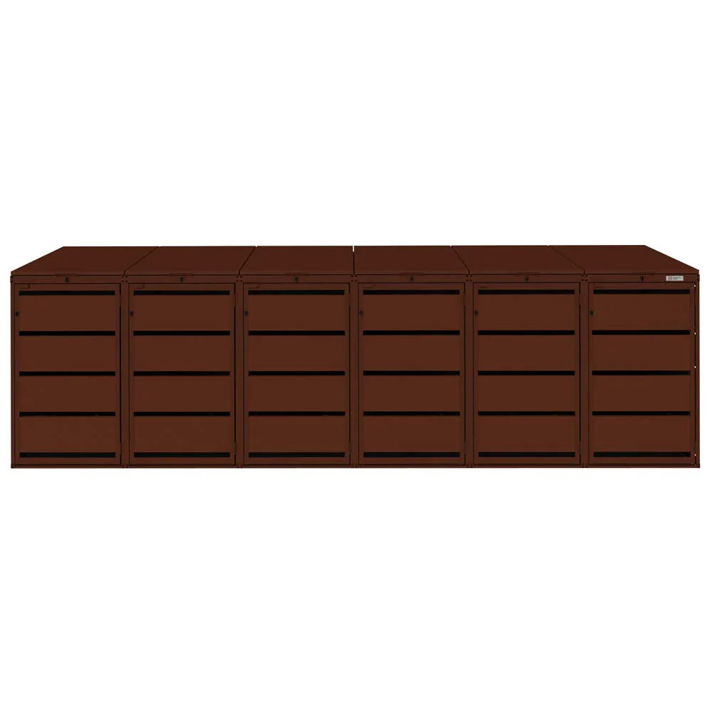 Mülltonnenbox 6er 120L in verschiedenen Farben | Mülltonnenbox aus Metall