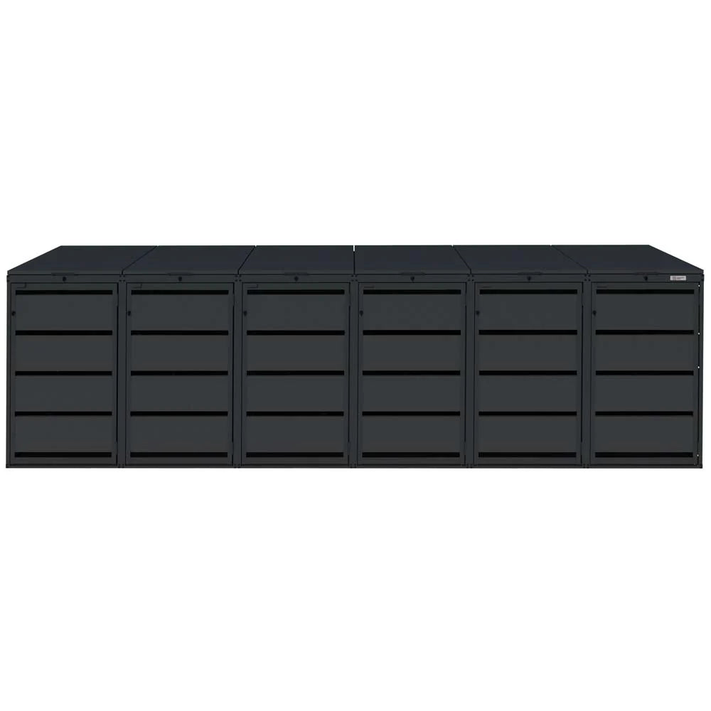 Mülltonnenbox 6er 120L in verschiedenen Farben | Mülltonnenbox aus Metall