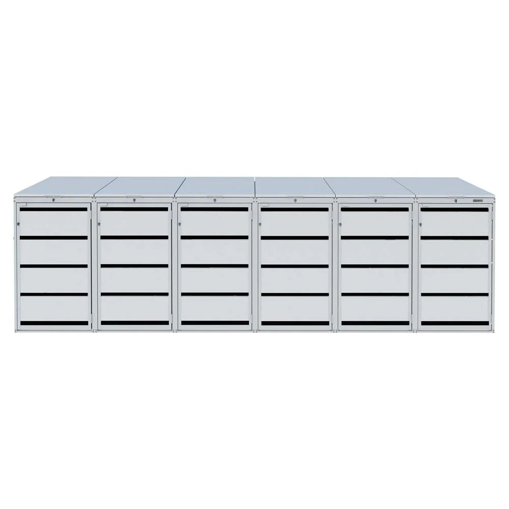 Mülltonnenbox 6er 120L in verschiedenen Farben | Mülltonnenbox aus Metall