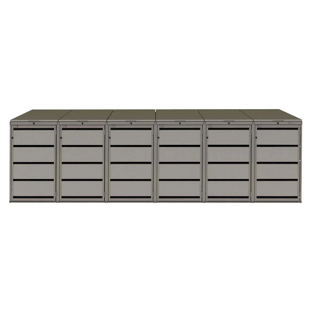 Mülltonnenbox 6er 120L in verschiedenen Farben | Mülltonnenbox aus Metall