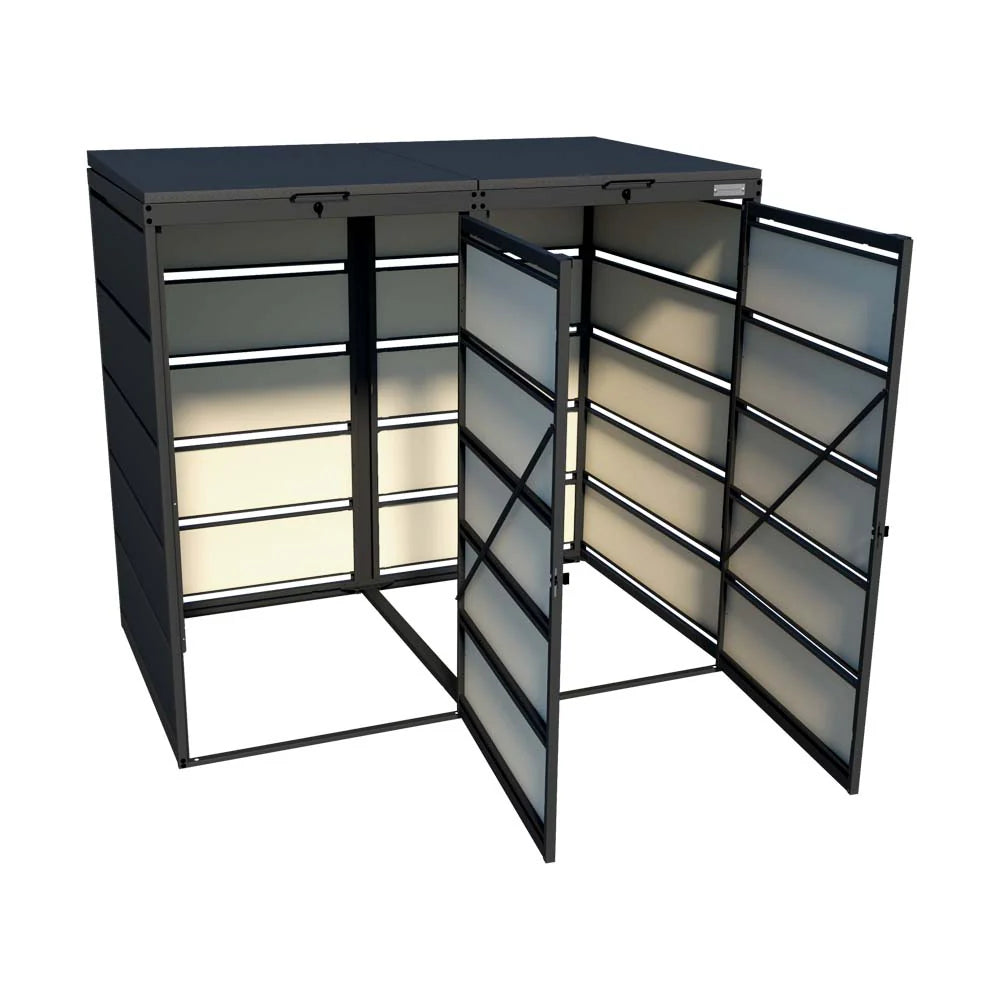 Mülltonnenbox 2er 240L in verschiedenen Farben | Mülltonnenbox aus Metall