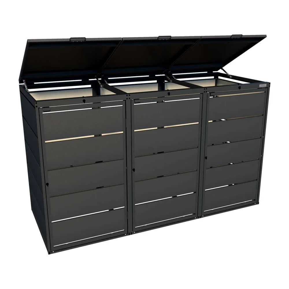 Mülltonnenbox 3er 240L in verschiedenen Farben | Mülltonnenbox aus Metall