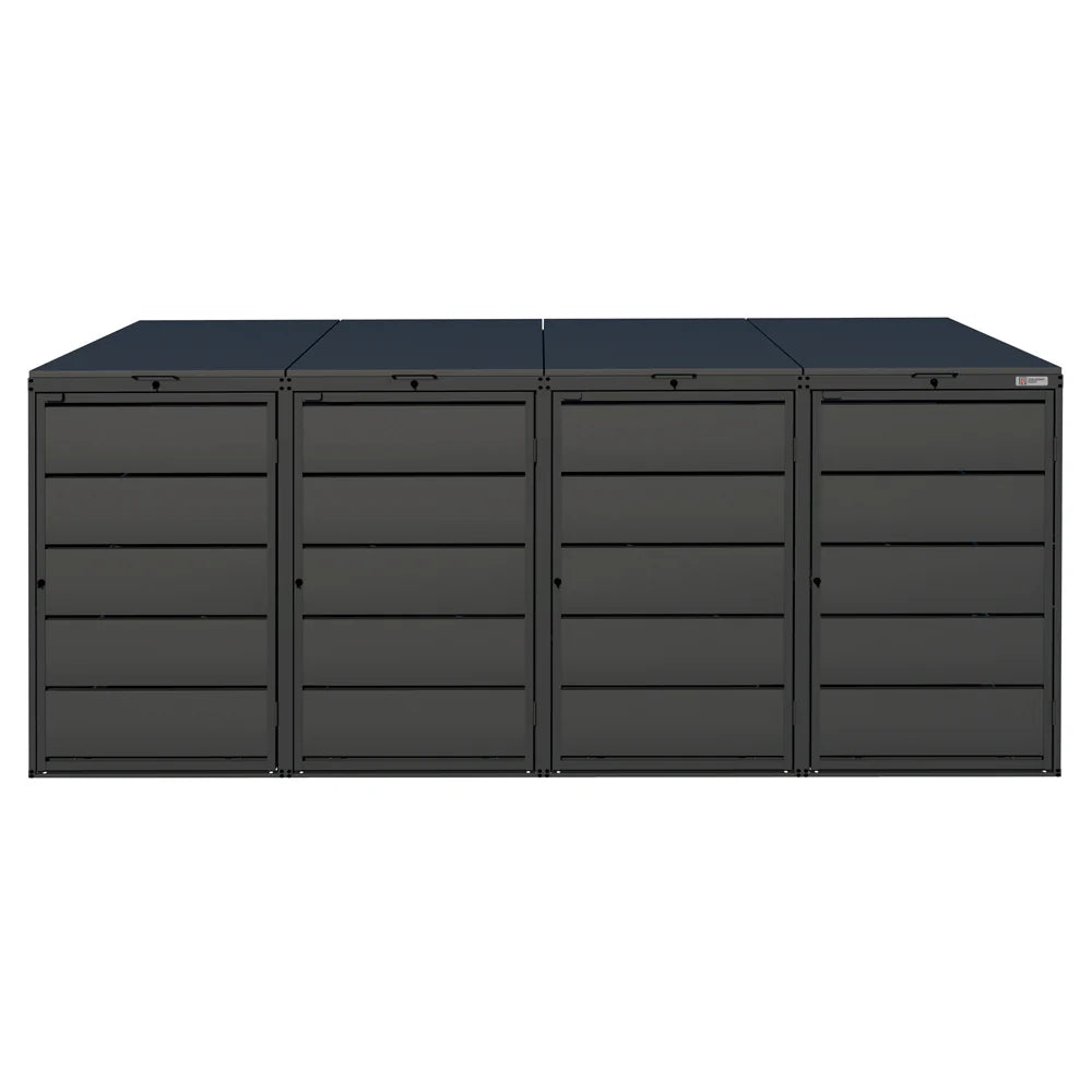 Mülltonnenbox 4er 240L in verschiedenen Farben | Mülltonnenbox aus Metall