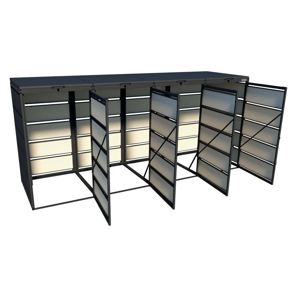 Mülltonnenbox 4er 240L in verschiedenen Farben | Mülltonnenbox aus Metall