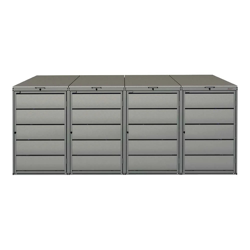 Mülltonnenbox 4er 240L in verschiedenen Farben | Mülltonnenbox aus Metall