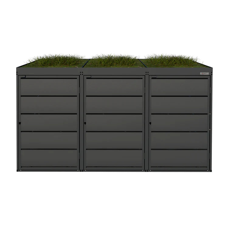 "GREENBOXX" Mülltonnenbox 3er 240L mit Grünfläche | Mülltonnenbox aus Metall