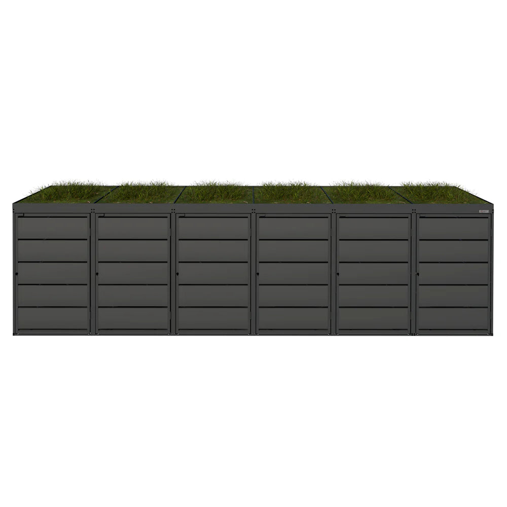 "GREENBOXX" Mülltonnenbox 6er 240L mit Grünfläche | Mülltonnenbox aus Metall