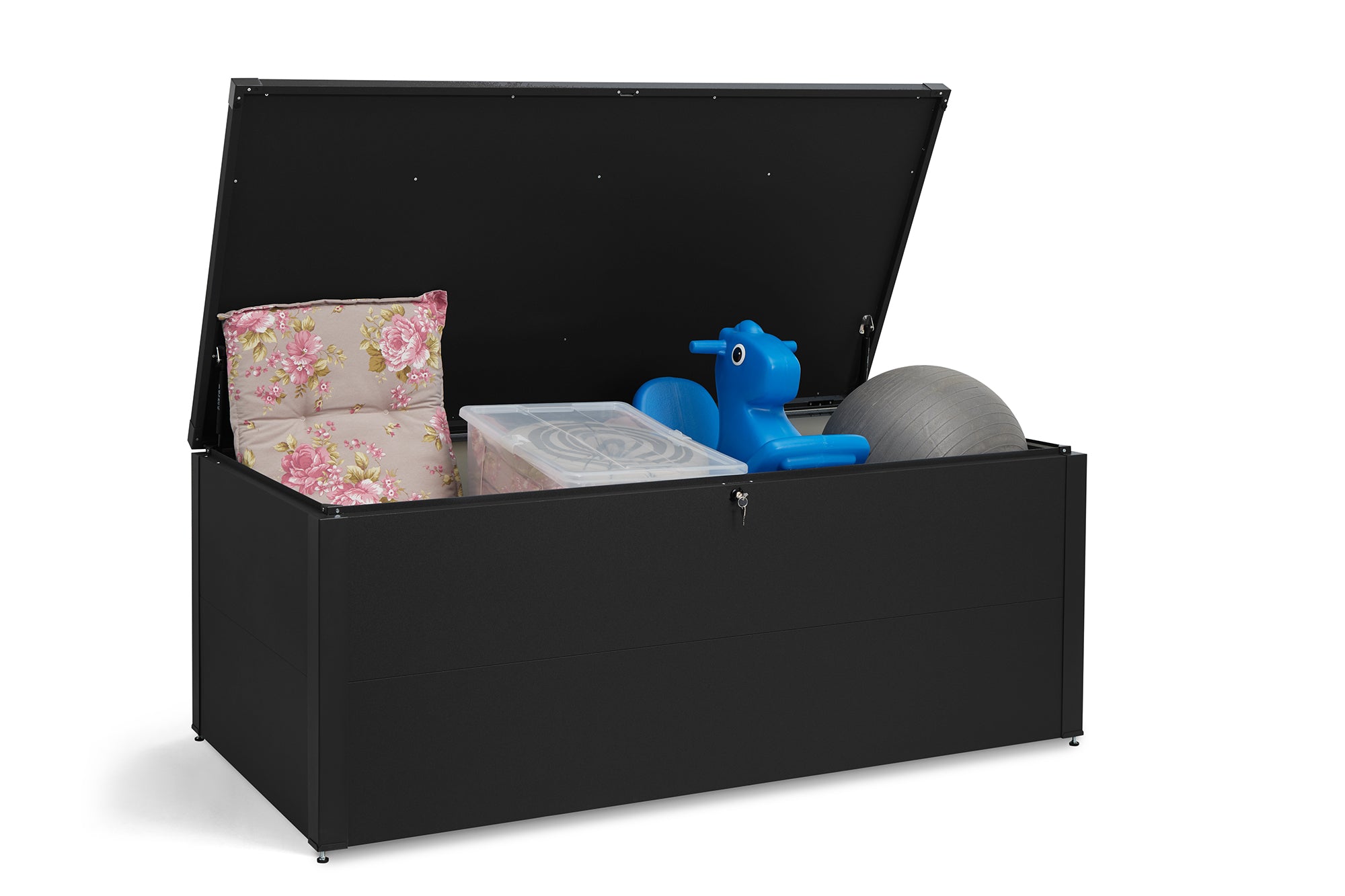 Metall Auflagenbox 900 Liter – robuste & wasserdichte Gartenbox für Kissen, Geräte & Zubehör – abschließbare Outdoor-Aufbewahrungsbox