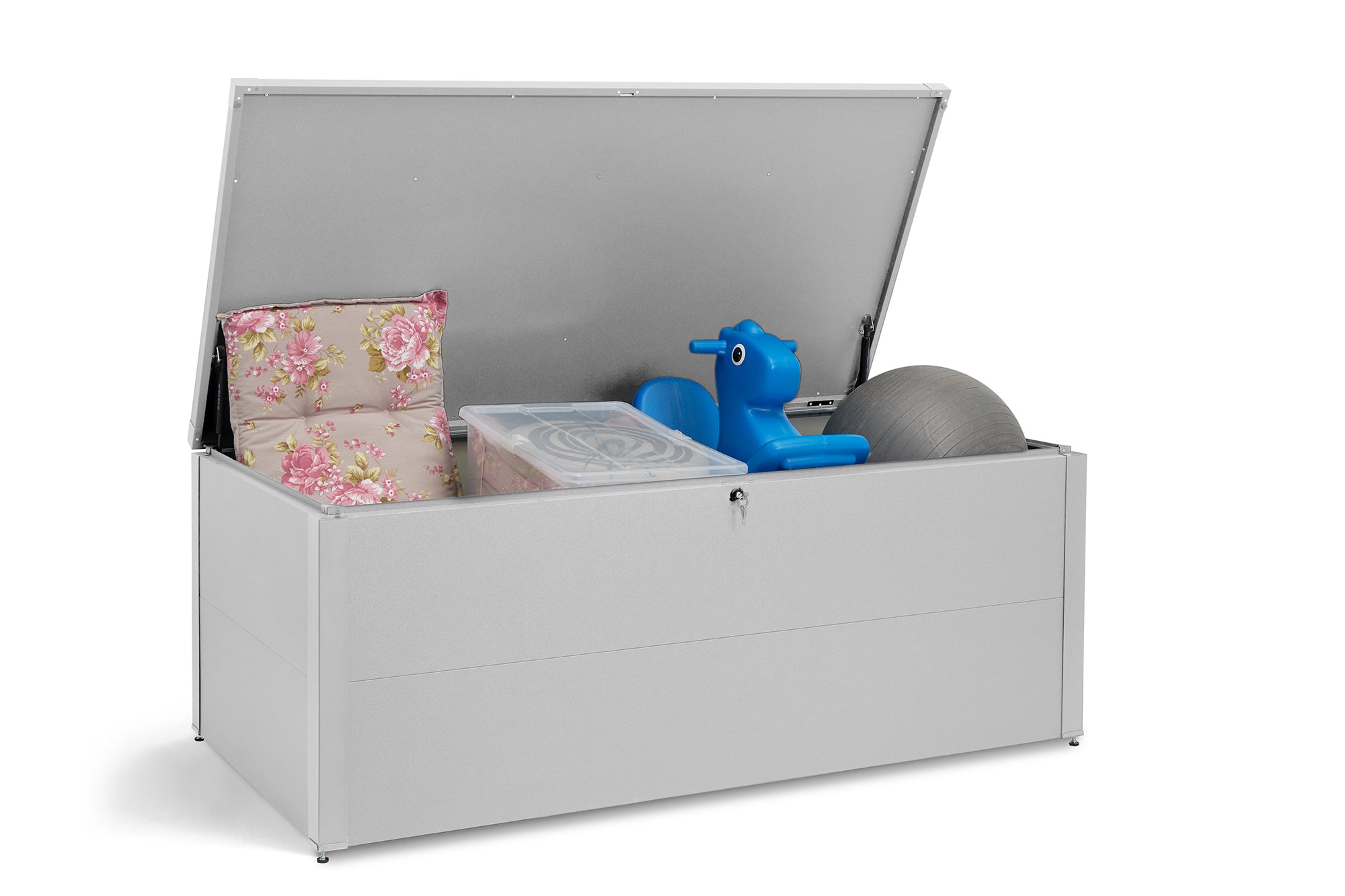 Metall Auflagenbox 900 Liter – robuste & wasserdichte Gartenbox für Kissen, Geräte & Zubehör – abschließbare Outdoor-Aufbewahrungsbox