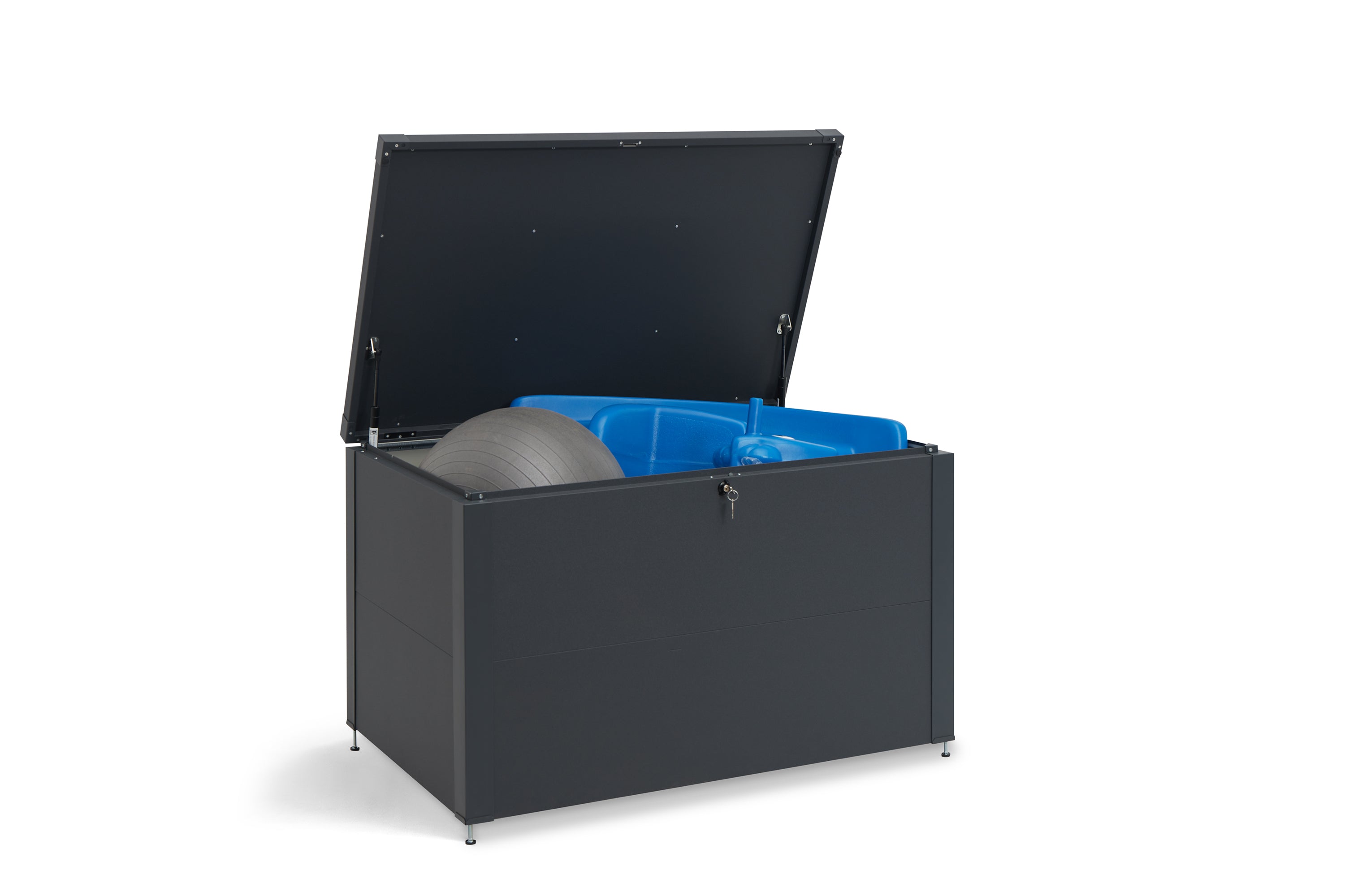 Metall Auflagenbox 470 Liter – robuste & wasserdichte Gartenbox für Kissen, Geräte & Zubehör – abschließbare Outdoor-Aufbewahrungsbox