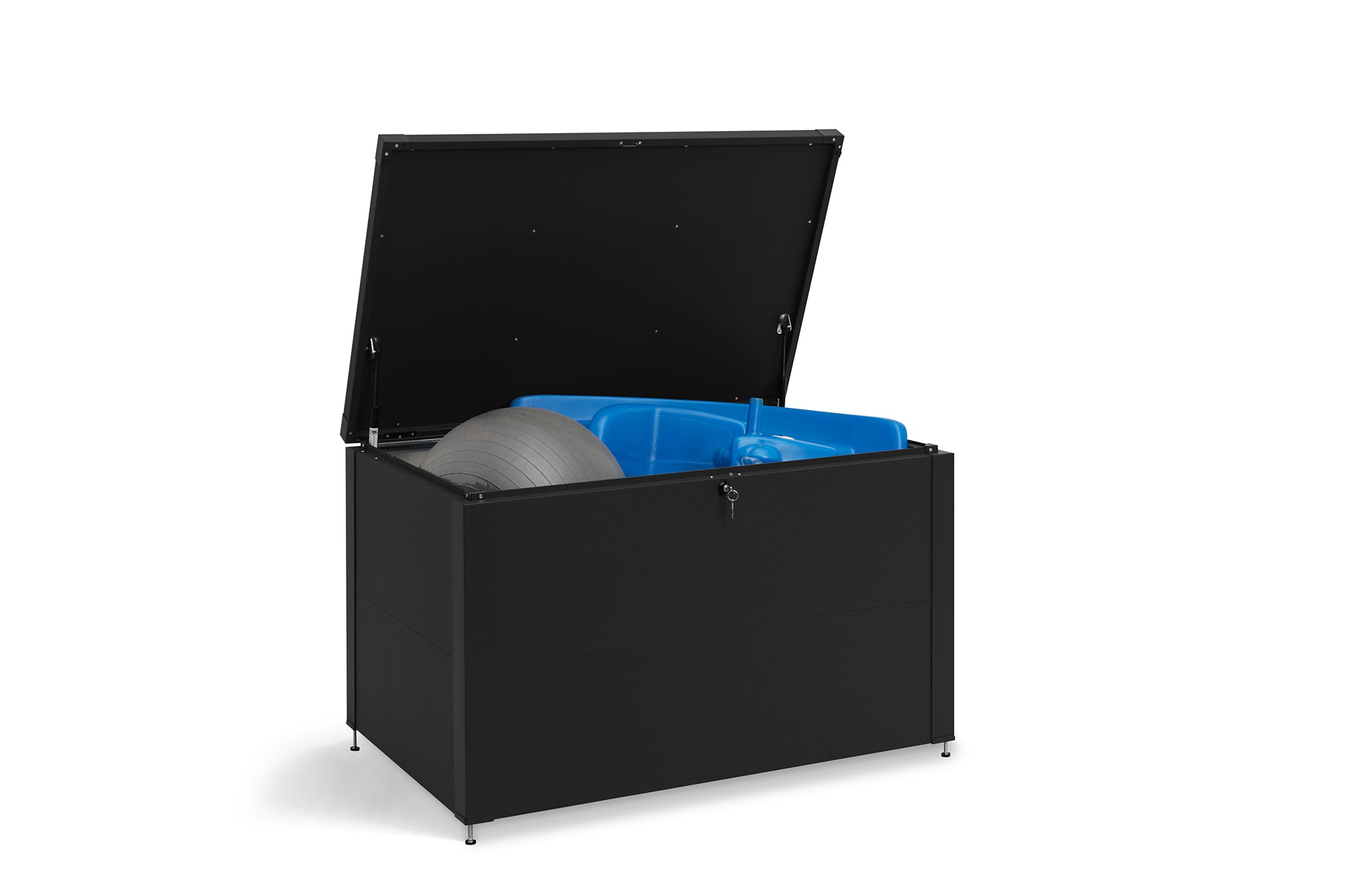 Metall Auflagenbox 470 Liter – robuste & wasserdichte Gartenbox für Kissen, Geräte & Zubehör – abschließbare Outdoor-Aufbewahrungsbox