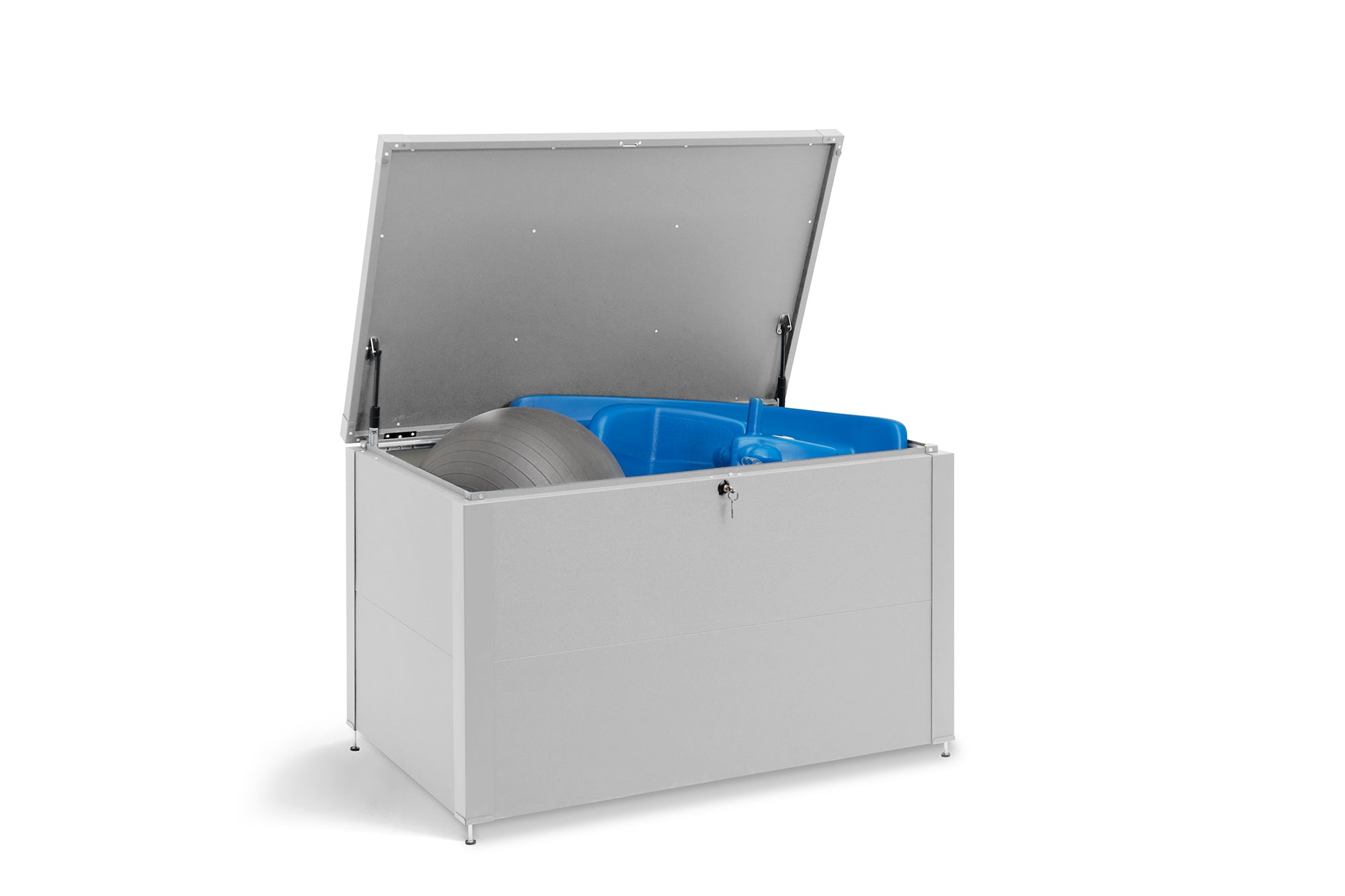 Metall Auflagenbox 470 Liter – robuste & wasserdichte Gartenbox für Kissen, Geräte & Zubehör – abschließbare Outdoor-Aufbewahrungsbox