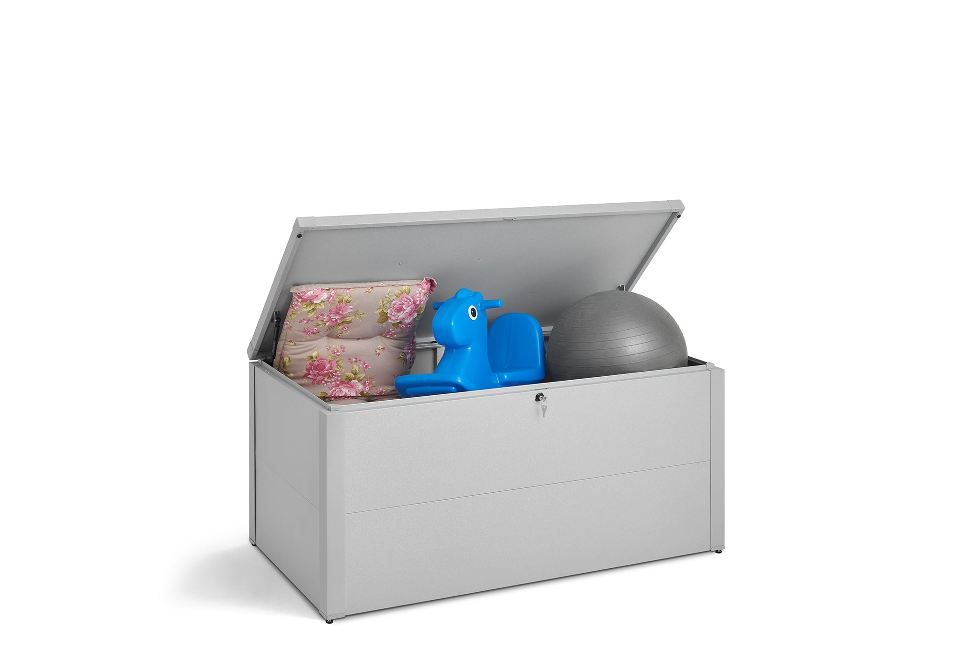 Metall Auflagenbox 600 Liter – robuste & wasserdichte Gartenbox für Kissen, Geräte & Zubehör – abschließbare Outdoor-Aufbewahrungsbox