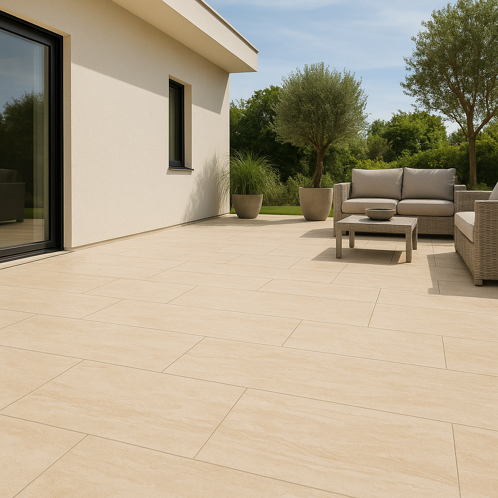 Terrassenplatte | Vein Easton | Cremebeige | 60x120