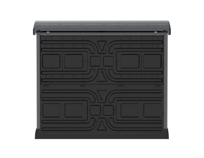 Gartenschuppen mit gewölbtem Deckel | 1200L | Abschließbarer, wetterfester Gartenschuppen aus Kunststoff | ideal zur sicheren Aufbewahrung von Mülltonnen, Gartenwerkzeug und Gartenzubehör | Grau