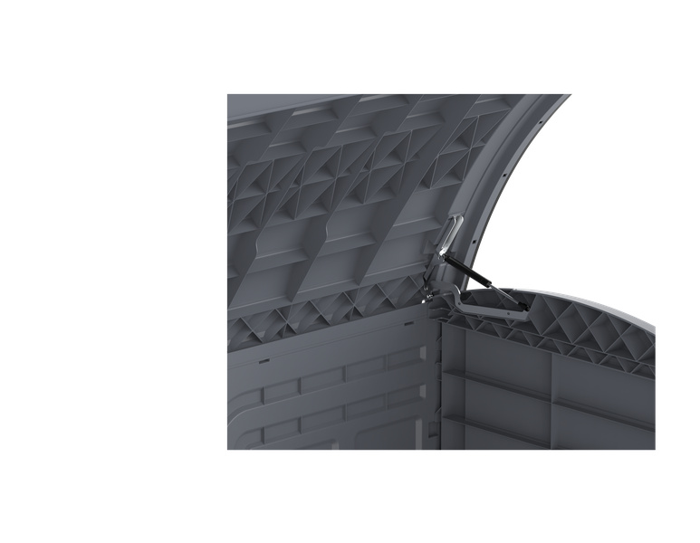 Gartenschuppen mit gewölbtem Deckel | 1200L | Abschließbarer, wetterfester Gartenschuppen aus Kunststoff | ideal zur sicheren Aufbewahrung von Mülltonnen, Gartenwerkzeug und Gartenzubehör | Grau