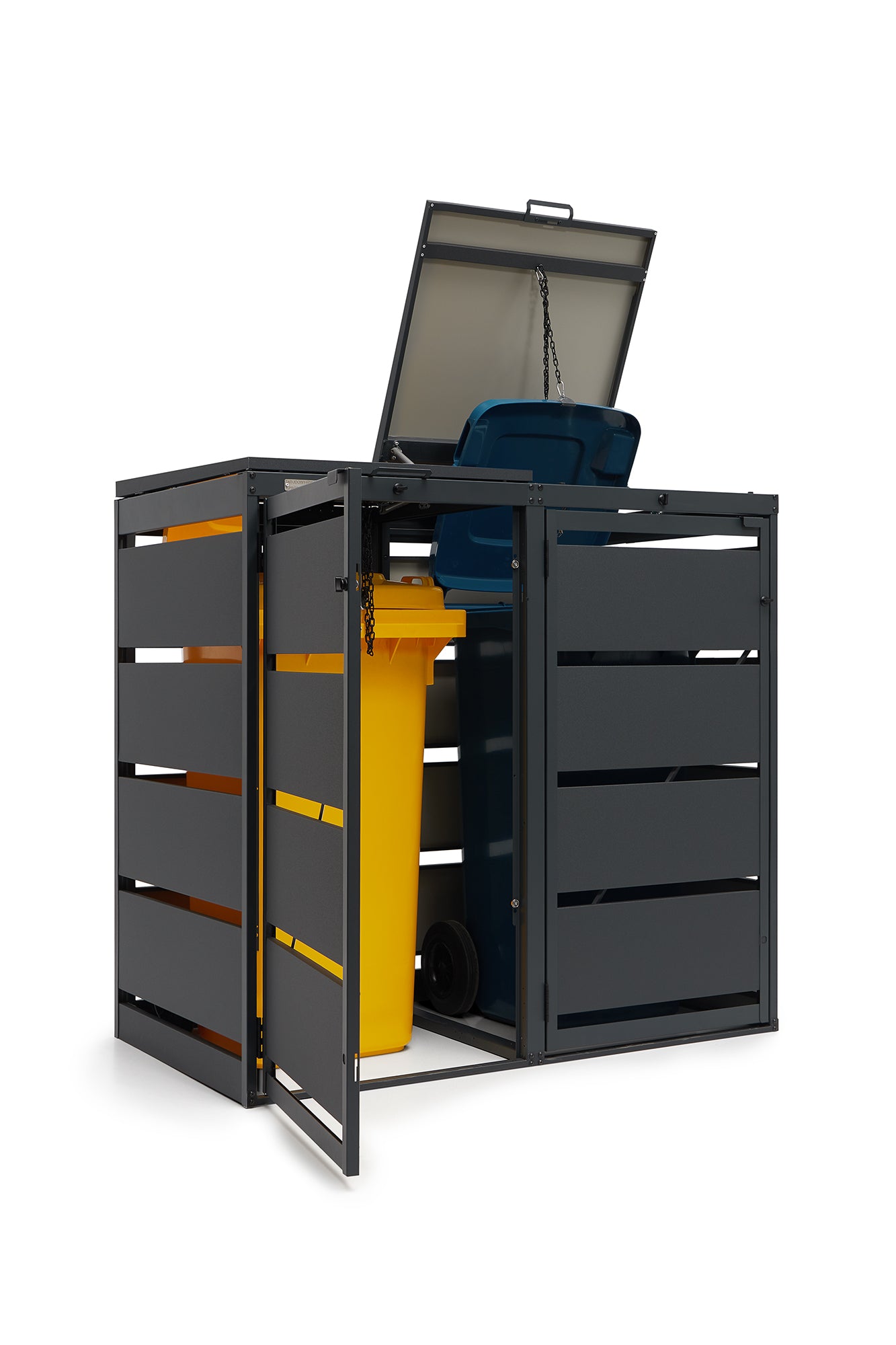 Mülltonnenbox 3er 120L in verschiedenen Farben | Mülltonnenbox aus Metall