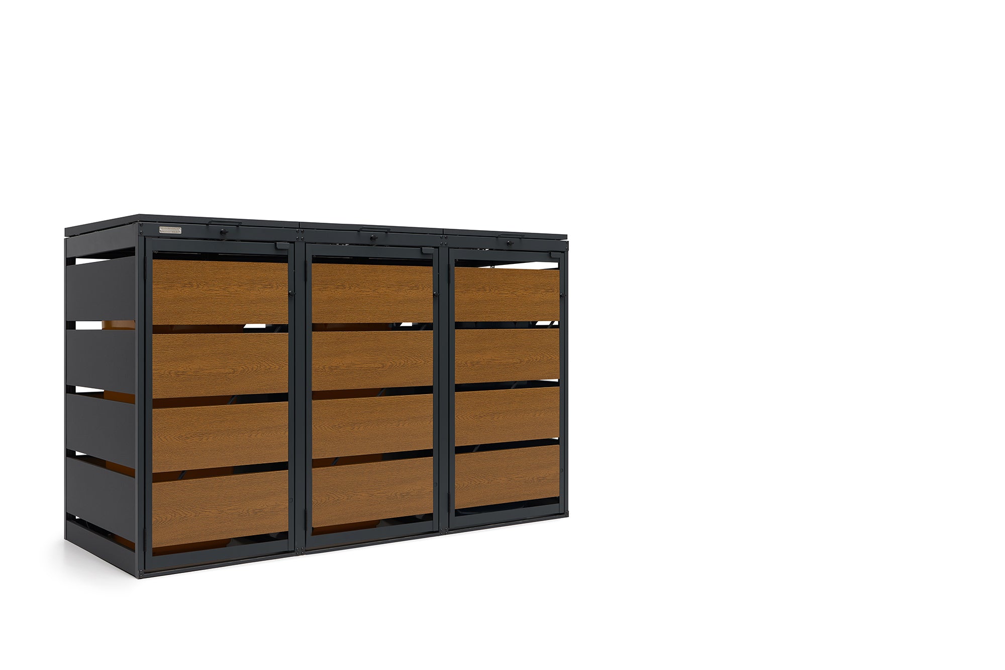 Mülltonnenbox 3er 120L in verschiedenen Farben | Mülltonnenbox aus Metall