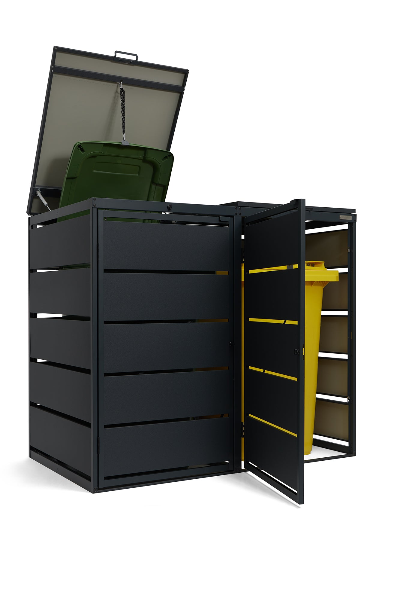 Mülltonnenbox 6er 240L in verschiedenen Farben | Mülltonnenbox aus Metall