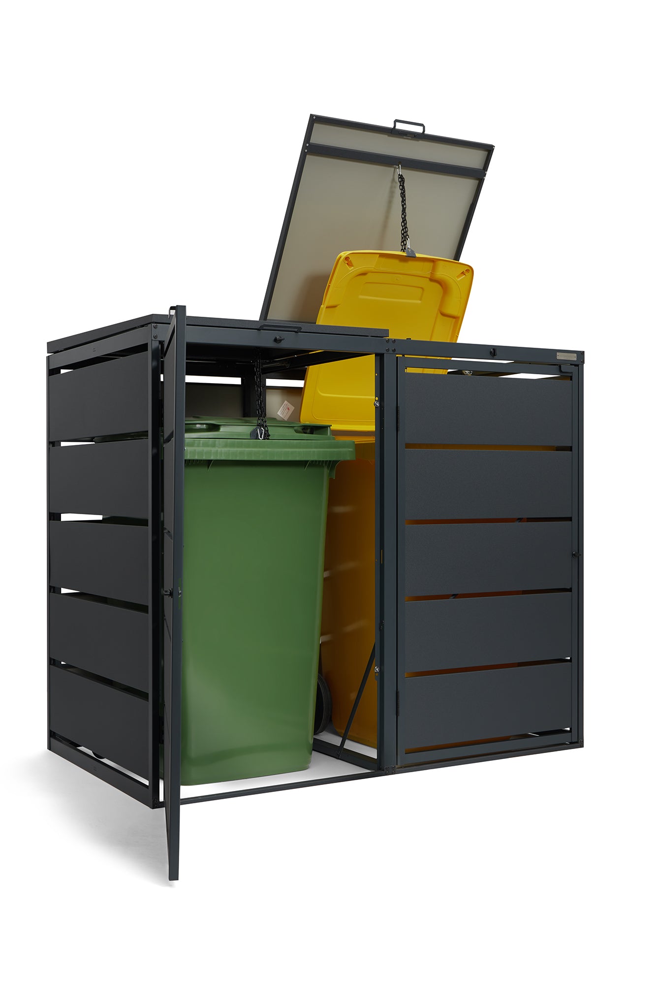 Mülltonnenbox 6er 240L in verschiedenen Farben | Mülltonnenbox aus Metall