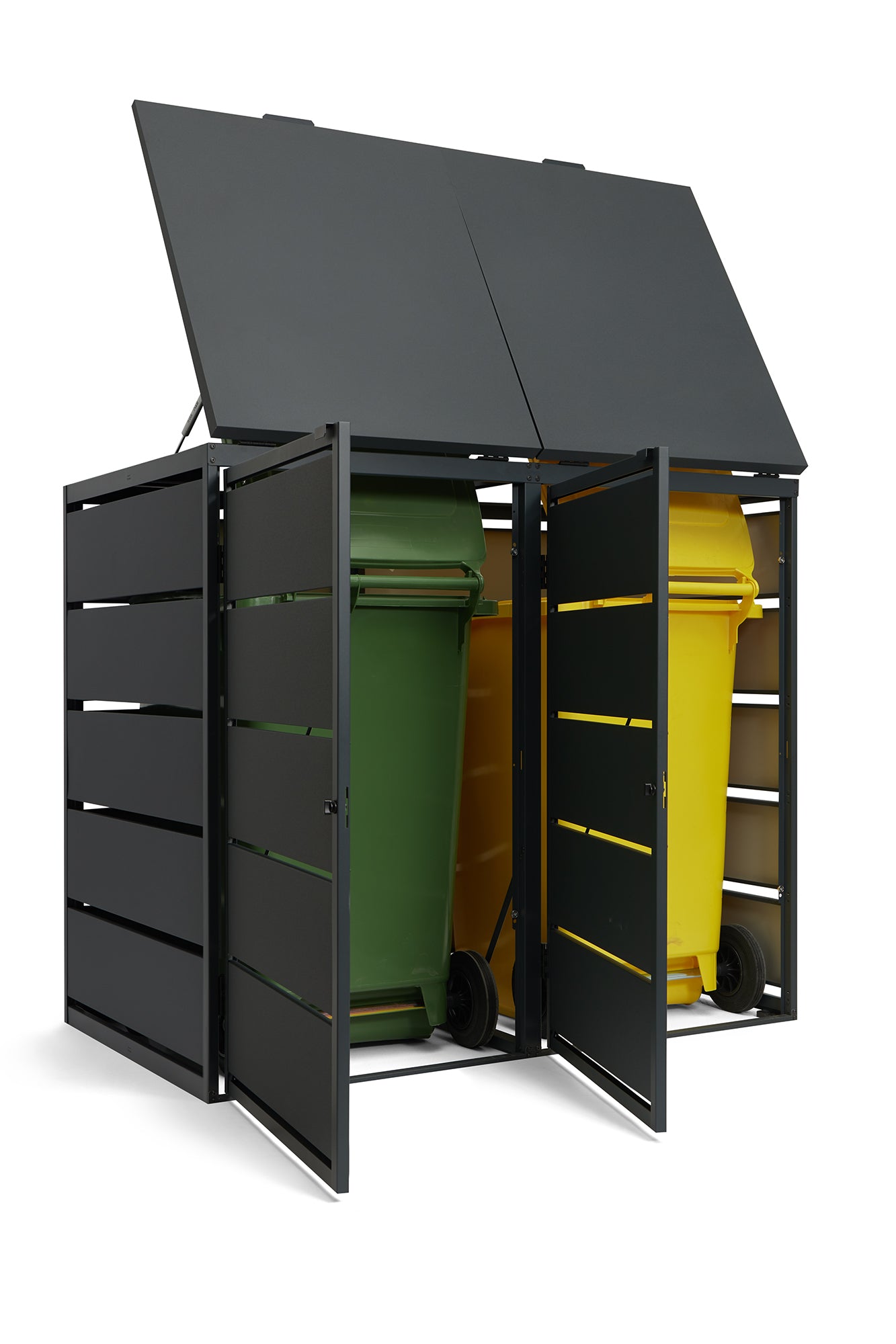 Mülltonnenbox 6er 240L in verschiedenen Farben | Mülltonnenbox aus Metall