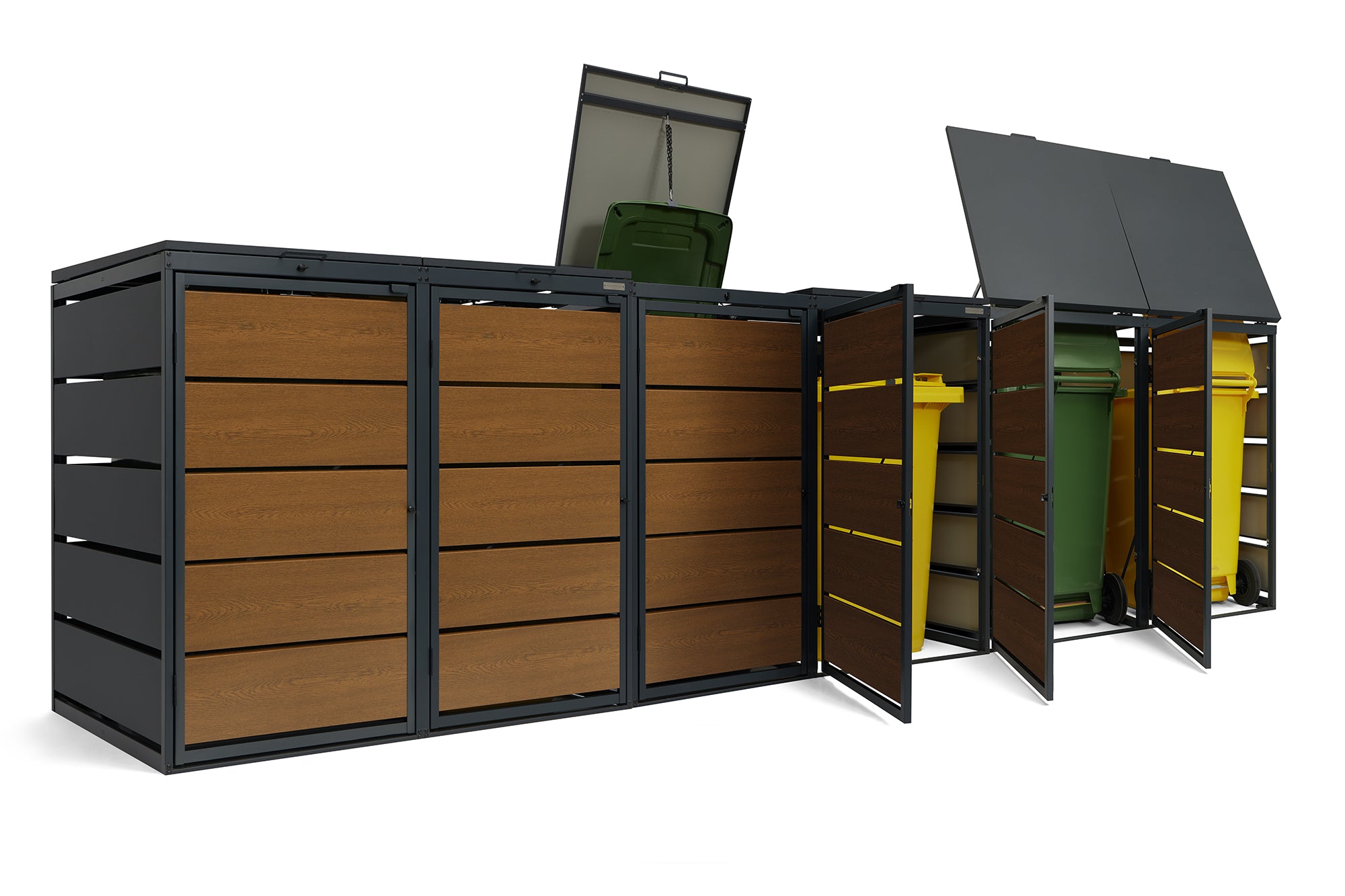 Mülltonnenbox 6er 240L in verschiedenen Farben | Mülltonnenbox aus Metall