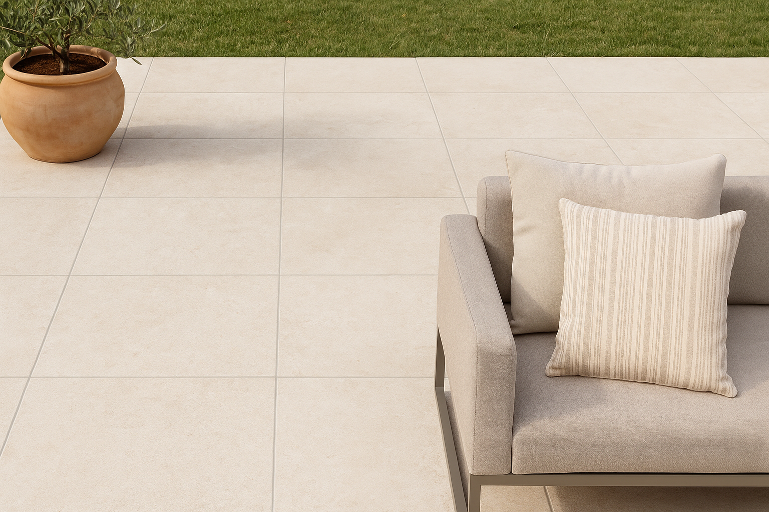 Terrassenplatte | Cross Easton | Cremeweiß | 60x120