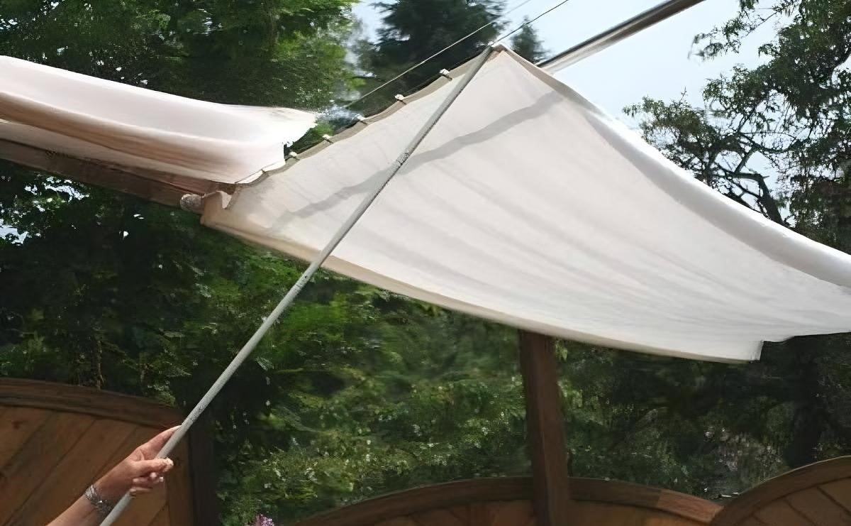 Schiebestock für Seilspann-Sonnensegel - 127 cm hellgrau