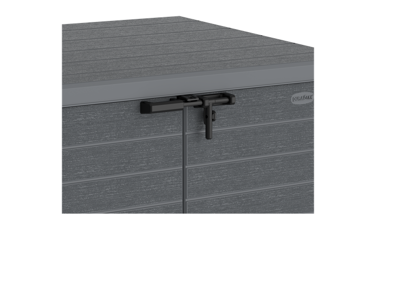 Flach gedeckelter Gartenschuppen aus Kunststoff | 1200L | großer, wetterfester Geräteschuppen abschließbar für Mülltonnen, Gartengeräte & Zubehör | Grau