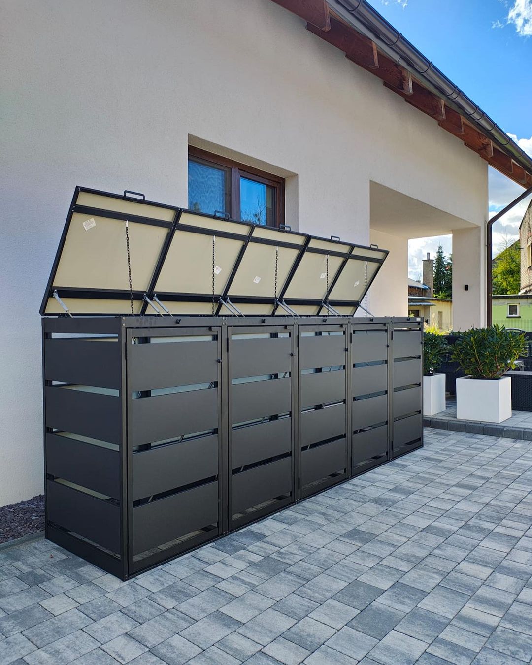 Mülltonnenbox 5er 120L in verschiedenen Farben | Mülltonnenbox aus Metall