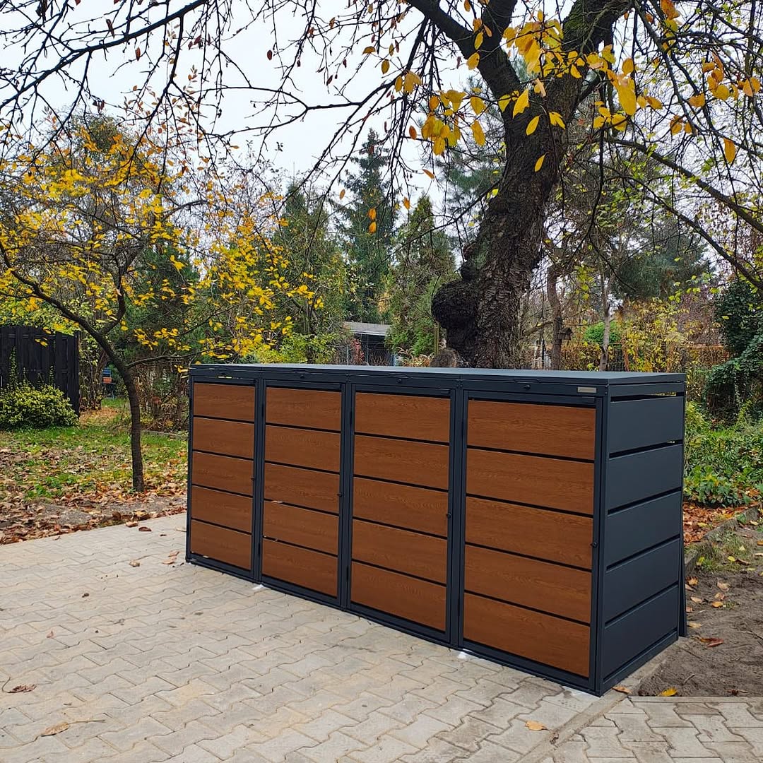 Mülltonnenbox 5er 120L in verschiedenen Farben | Mülltonnenbox aus Metall