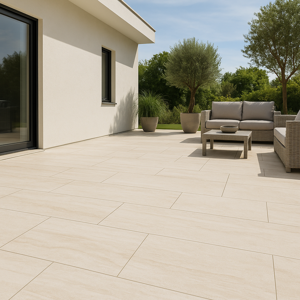 Terrassenplatte | Vein Easton | Cremeweiß | 60x120