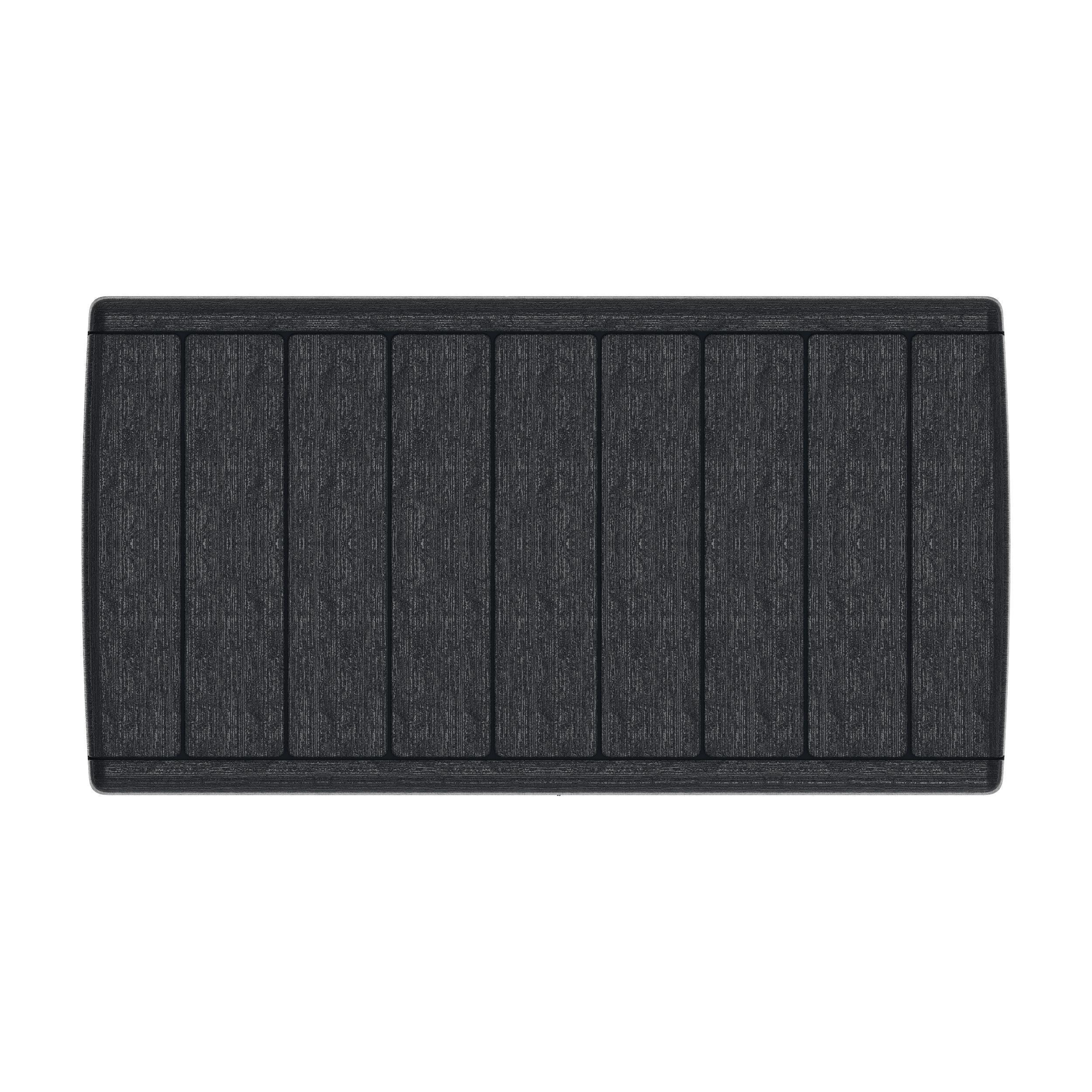 Auflagenbox Garten 416L – wasserdichte Kissenbox mit Deckel – Gartenbox in Holzoptik für Kissen, Geräte & Zubehör | Dunkelgrau