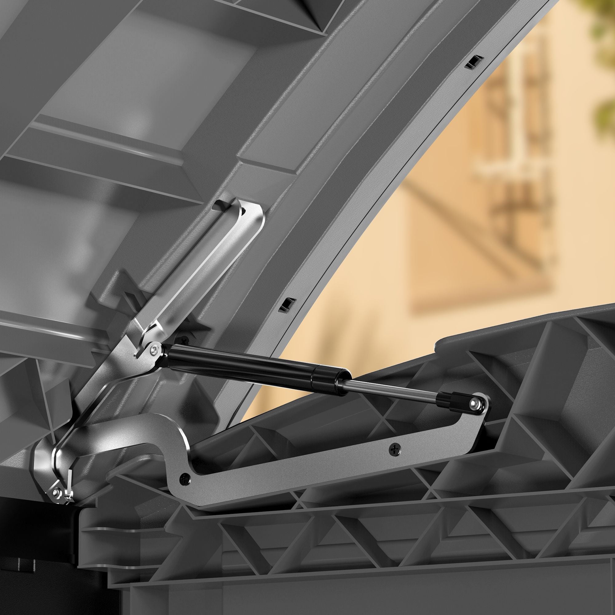 Gartenschuppen mit gewölbtem Deckel | 1200L | Abschließbarer, wetterfester Gartenschuppen aus Kunststoff | ideal zur sicheren Aufbewahrung von Mülltonnen, Gartenwerkzeug und Gartenzubehör | Grau