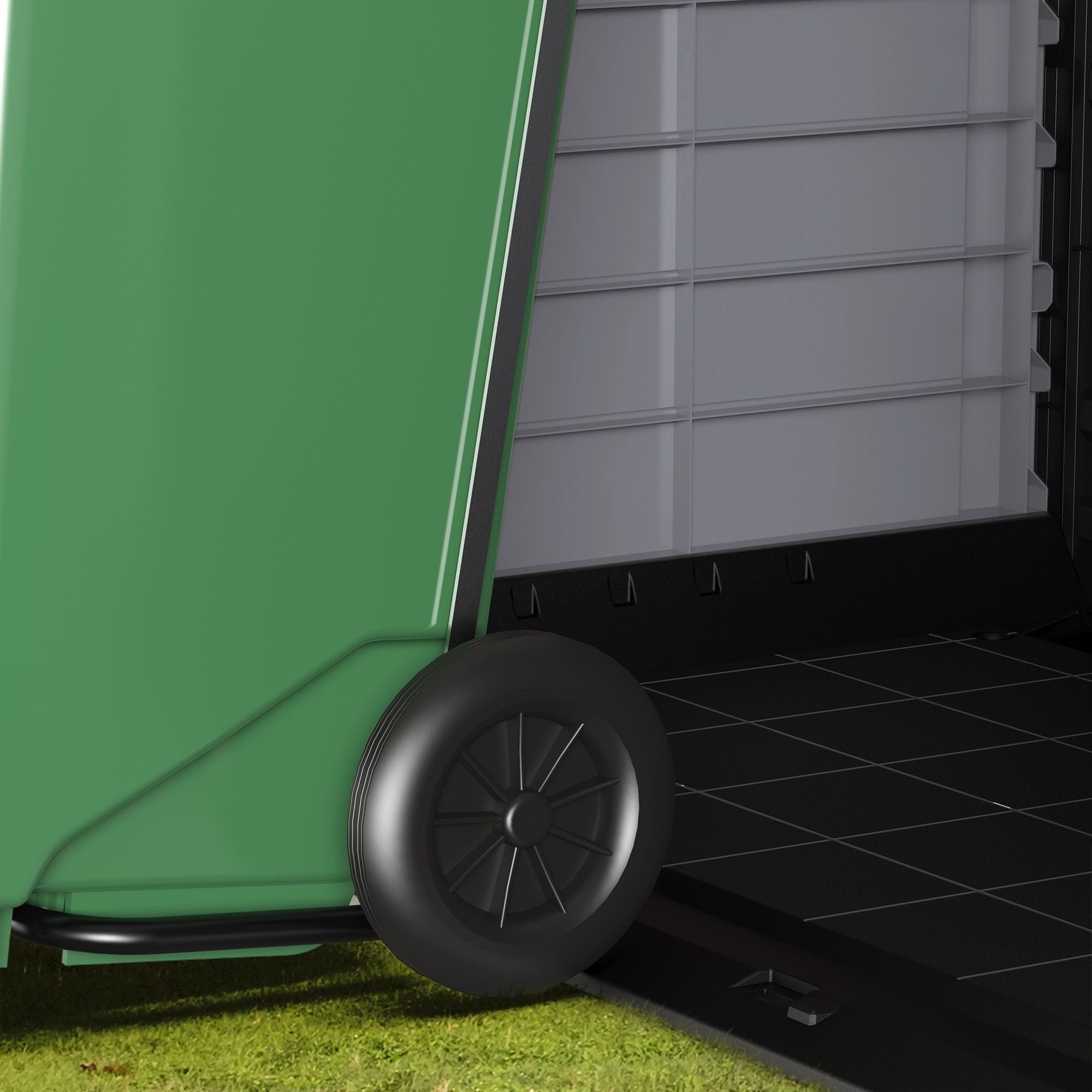 Gartenschuppen mit gewölbtem Deckel | 1200L | Abschließbarer, wetterfester Gartenschuppen aus Kunststoff | ideal zur sicheren Aufbewahrung von Mülltonnen, Gartenwerkzeug und Gartenzubehör | Grau